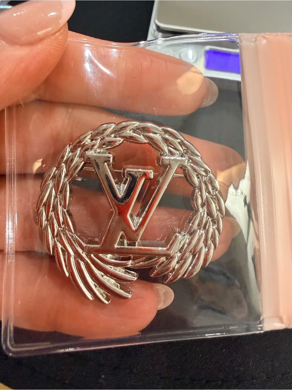 Silver Tone Angel Winged Monogram Brooch Pin | Statement Fashion Jewelry